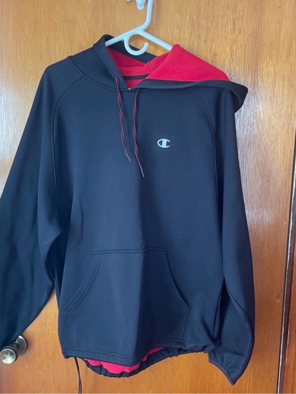 Champion Black Hoodie with Red Lining